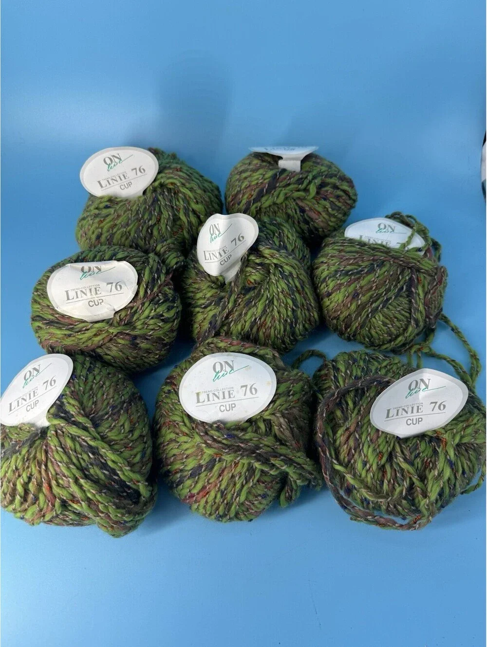 ON line LINIE 76 CUP Yarn Lot of 8 Color 3 Virgin Wool Blend Germany Knit Croche